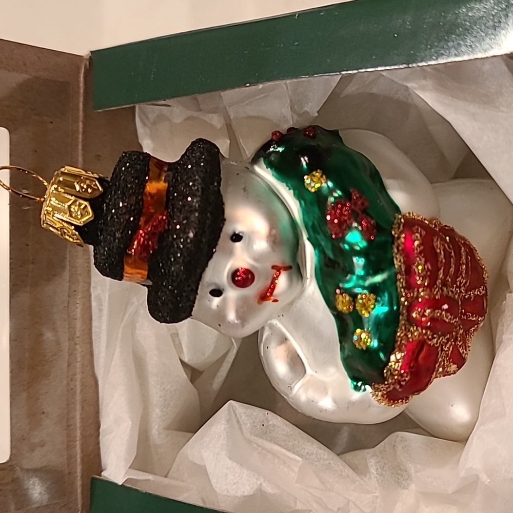 Made in Poland Glass Snowman Ornament